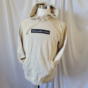 Abercrombie & Fitch Mens Large Pullover Sweatshirt Hoodie Tan Spellout